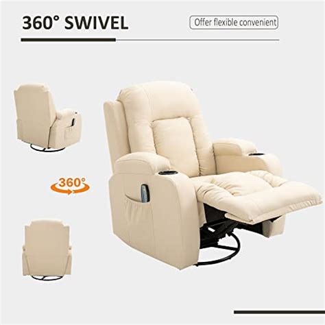 homcom luxury faux leather heated vibrating 8 point massage recliner chair with 360° swivel and