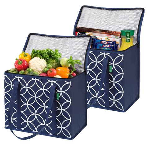 Insulated Grocery Shopping Bags 2 Pack Blue X Large