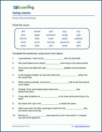 We did not find results for: Using nouns in sentences worksheets | K5 Learning