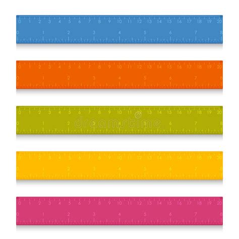 Set Of Multicolored School Measuring Rulers With Centimeters And Inches
