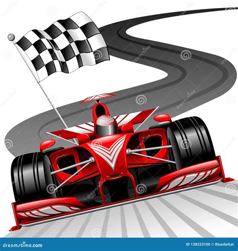 Formula 1 Red Race Running On Gran Prix Circuit For World Championship