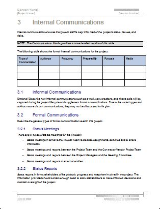 communication plan templates  ms word  excel