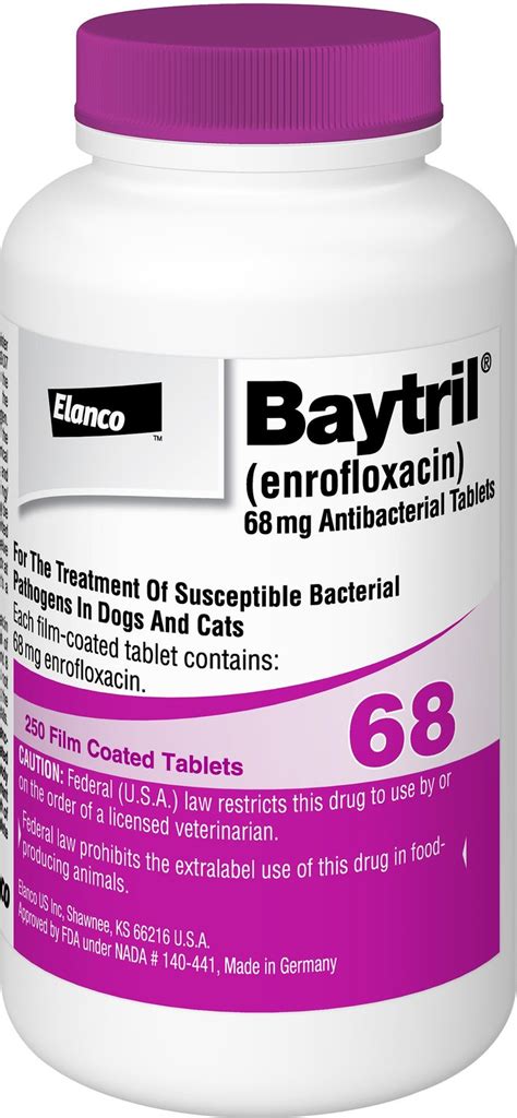 Baytril Enrofloxacin Tablets For Dogs And Cats 680 Mg 1 Tablet