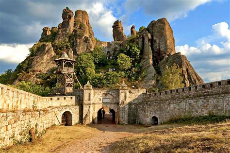 Belogradchik Rocks Fortress In Sunset Cloudy Sky Bulgaria Europe