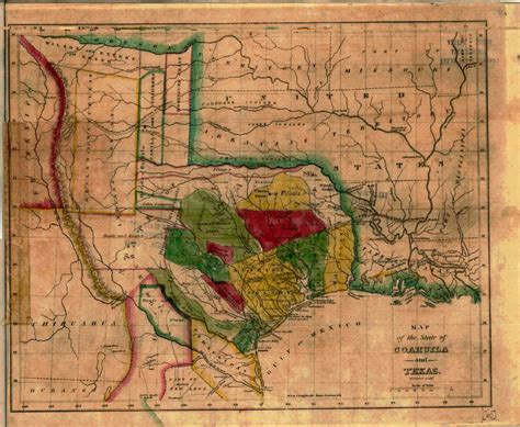Map Of The State Of Coahuila And Texas 1836 Tslac