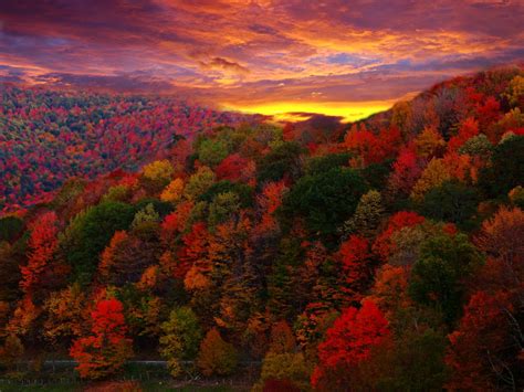 Across The Universe Country Road Autumn Mountain Sunset