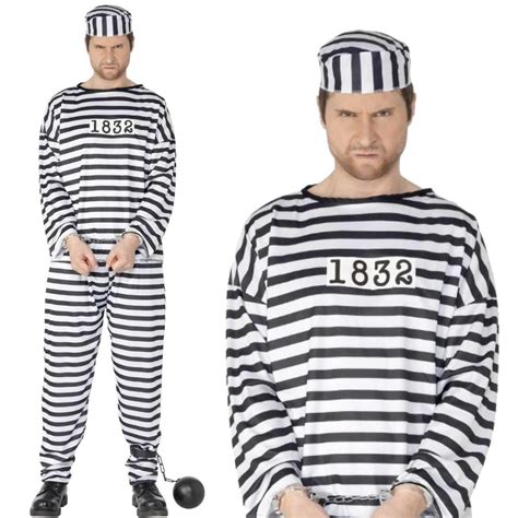 Convict Adult Prisoner Costume By Smiffys 96318 Karnival Costumes