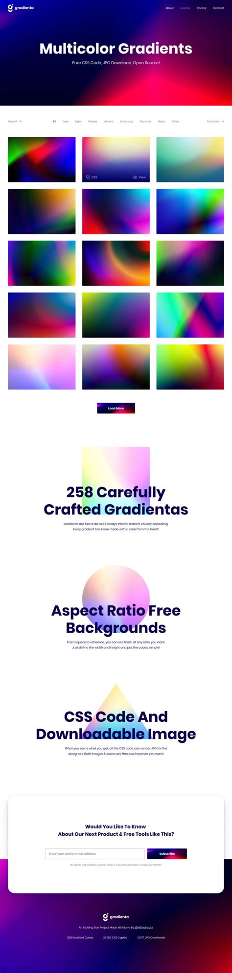 Gradienta Free Multicolor Css Gradients Theme Ui