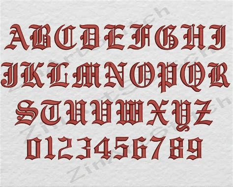 Old English Embroidery Font Machine Embroidery Design Instant Etsy