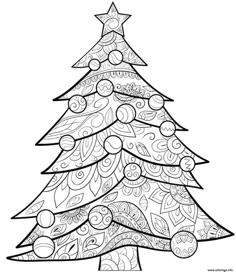 Coloriage Sapin De Noel Avec Des Boules De Noel Pour Adulte Zentangle Dessin Noel Adulte à imprimer