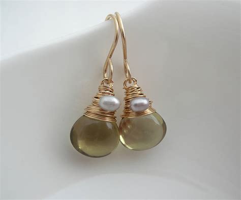 Olive Quartz Drop Earrings By Sarah Hickey Notonthehighstreet Com