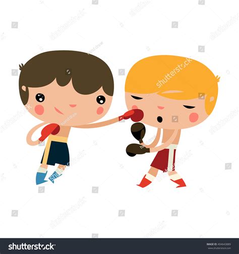 Cute Boxing Kids Children Fighting Boxing Stock Vector Royalty Free
