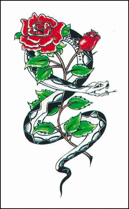 The colors are probably the best part of this tattoo. Fake Tattoo - Snake and Rose - Removable Tattoo ...