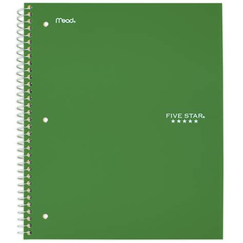 Five Star Spiral Notebook 1 Subject Wide Ruled 10 12 X 8 Forest