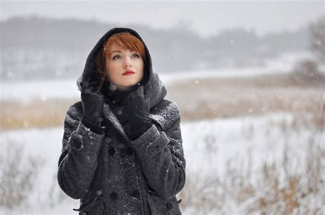 Wallpaper Women Outdoors Redhead Model Portrait Snow Winter