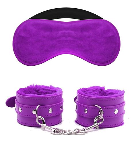 Fur Soft Leather Handcuffs And Blindfold Eye Mask For Male And Female