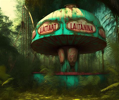 Abandoned Amusement Park Lost In Jungle Generative Ai Illustrat