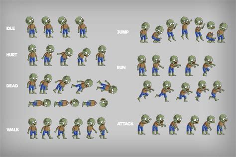 2d Game Zombie Character Free Sprite Pack 1