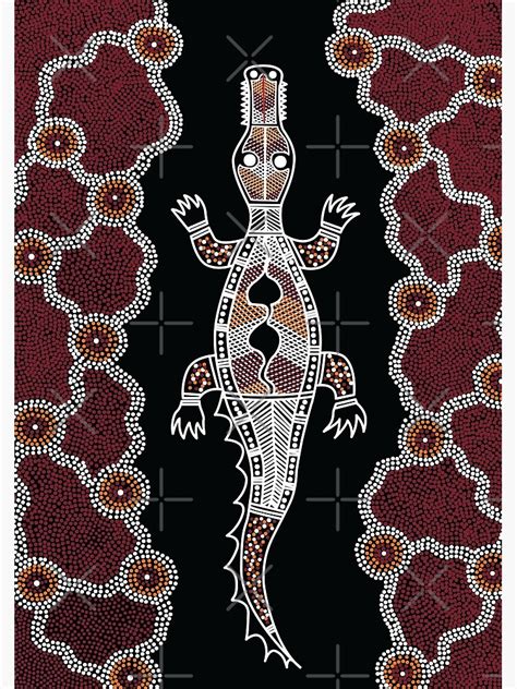 Authentic Aboriginal Art Crocodile Authentic Designs Framed Art