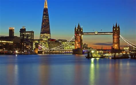 Download Wallpapers London Night Thames England Tower Bridge