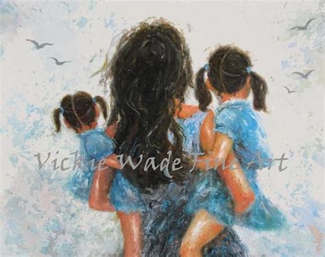 Mother Two Daughters Art Print Mother Paintings Mom Two Etsy Mother