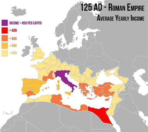 Per Capita Income In The Provinces Of The Roman Empire Vivid Maps