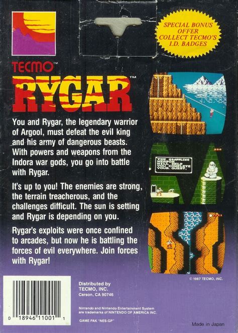 Rygar 1987 Nes Box Cover Art Mobygames