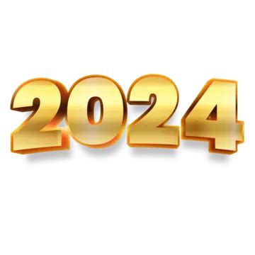 Feliz Ano Novo 2024 Design Em 3d Dourado Vetor PNG Feliz Ano Novo