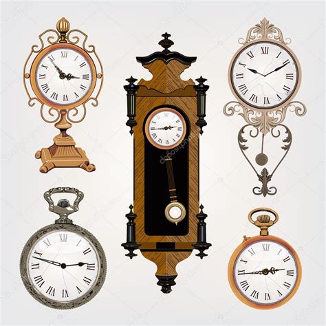 Set Of Vintage Clocks — Stock Vector © Stockerteam 23865169