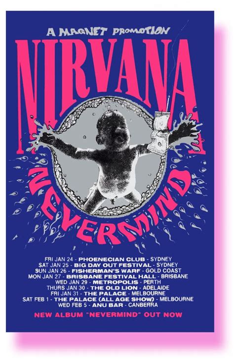 Nirvana Poster Concert Nevermind Tour Oz 11 X 17 Usa Sameday Ship