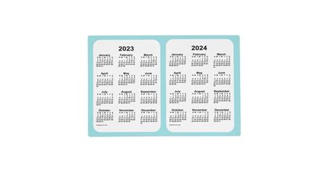2023 2024 Powder Blue 2 Year Calendar By Janz Placemat Zazzle