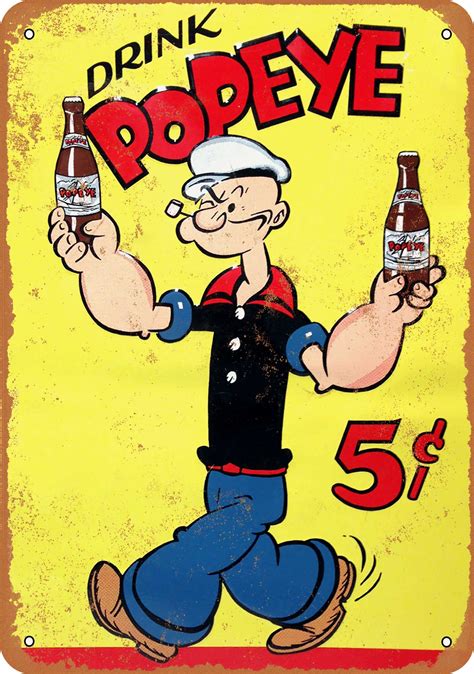 7 X 10 Metal Sign 1929 Popeye Soft Drinks Vintage Rusty Look
