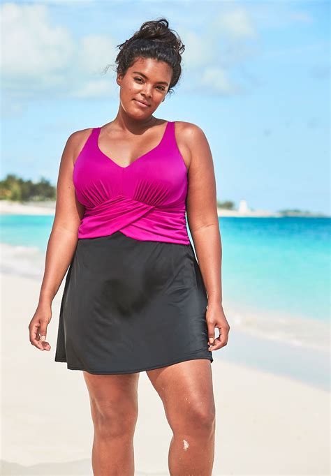 Underwire Swim Dress Plus Size Swimwear Roamans Plus Size