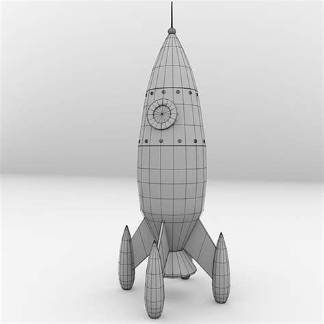 Retro Rocket 3d Model 3ds Fbx Blend Dae