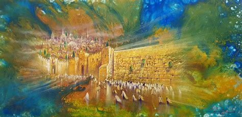 Modern Judaica Judaica Art Gold Abstract Painting Modern Painting Jewish Artwork Temple In