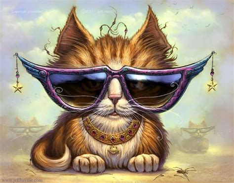 Cool Cat By Jeff Haynie Cat Art Whimsical Cats Cat Painting