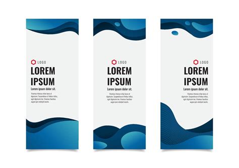 Vertical Banners Template Set Abstract Blue Liquid Shapes Wavy With