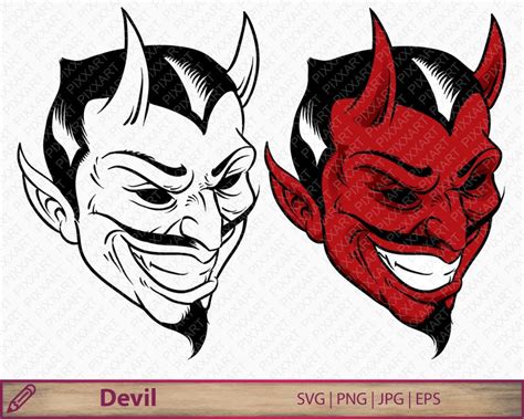 Devil Svg Devil Head Png Clipart Printable Evil Devil Cut Etsy