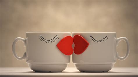 Coffee Cups 4k Wallpaper Love Hearts Kissing Hearts Romantic Coffee