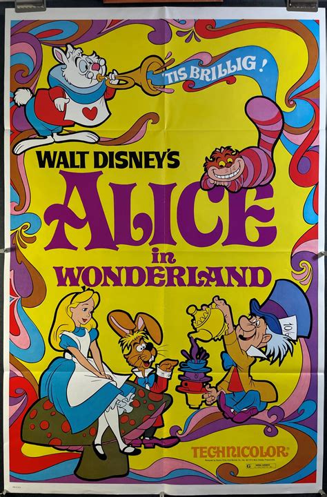 Alice In Wonderland Original Vintage Disney Movie Poster Original