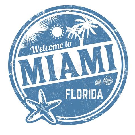 Illustration Of A Blue Sign With A Text Welcome To Miami Florida On A
