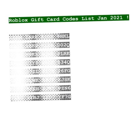 Roblox gift card codes are digital redemption codes that you can enter at roblox.com/giftcards. ROBLOX UNUSED GIFT CARD CODES LIST JAN 2021 in 2021 ...