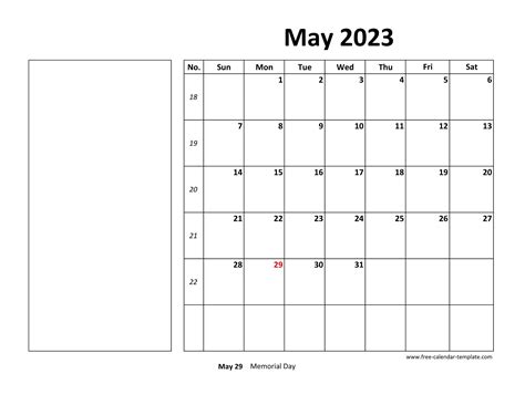 May 2023 Free Calendar Tempplate Free Calendar Templatecom May 2023