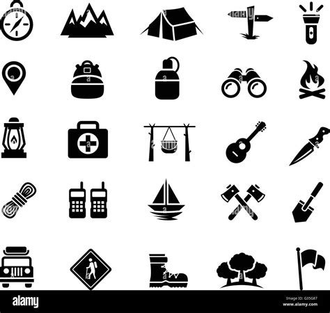 Camping Outdoor Activity Recreation Icons Stock Vector Image And Art