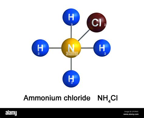 Rendu 3d De La Structure Moléculaire Du Chlorure Dammonium Isolé Sur Fond Blanc Les Atomes