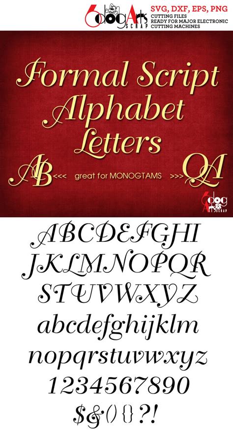 Formal Script Alphabet Letters Svg Dxf Vector Images Monogram Cuttables