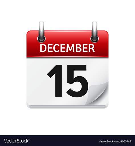 December 15 Flat Daily Calendar Icon Royalty Free Vector