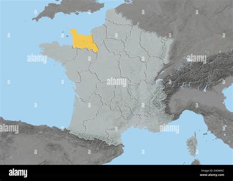 Region Of Lower Normandy France Relief Map Stock Photo Alamy