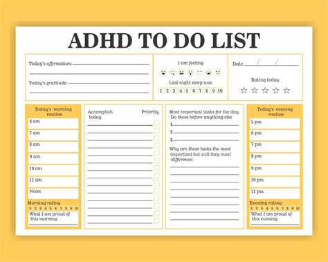Adhd To Do List Planner Printable Adhd Digital Planner Pdf Etsy