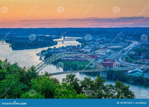 Sunset Over The Ohio River Seen From Mount Washington In Pittsburgh